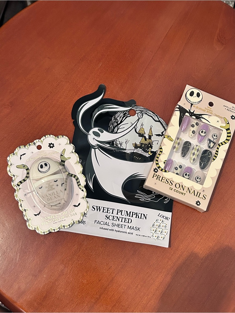Nightmare Before Christmas Jack Skellyton press on Nails, Lip Balm & mask